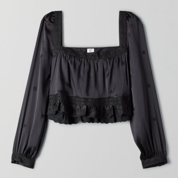 Aritzia Tops - Aritzia Sunday Best Square Neck Cropped May Day Top in Black Size Medium NWOT